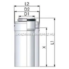 Tricox PPs/Alu tetőátvezető hosszabbító cső, 60/100mm, hossz 1000mm, EconeXt hűtés, fűtés szerelvény