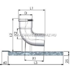 Tricox PPs bekötő könyök 80mm tartó sínnel hűtés, fűtés szerelvény