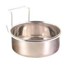 Trixie Bowl with Holder, Stainless Steel - madáretető (fém) kalitkákba (600ml/ø12cm) etető, itató madaraknak