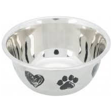 Trixie Stainless Steel Bowl - fém tál (szürke/fekete) kutyák részére (0,5l /Ø13cm) kutyatál