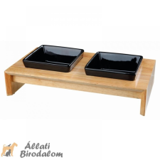 Trixie Tál Kerámia Fa Állványon Kutyának 2x0.4l 39x19x7cm fekete kutyatál