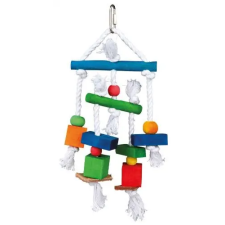 Trixie Wooden Toy on a Rope - Fajáték kötéllel nagypapagájok részére (24cm) madárfelszerelés