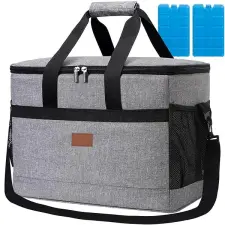 Trizand 23843 Hűtőtáska hűtőbetéttel strandra, piknikre, 40 l, szürke (00023843) hűtőtáska