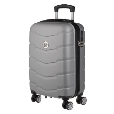  Trolley bőrönd, metálszürke, relief csíkokkal, 58L
