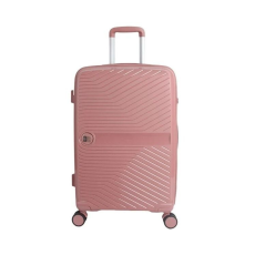  Trolley bőrönd, Reliefate csíkokkal, 20 kg teherbírású, 58L, 42.5x24x66 cm, rózsaszínű