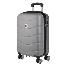 Trolley típusú bőrönd, metál szürke, Relief csíkokkal, 33L kézitáska és bőrönd