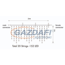 Tronix 007-050 PS230 Jégcsap fényfüggöny, 2x0,8m, fekete vezetékkel, 6500K CW világítás