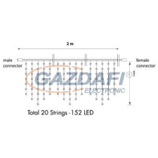 Tronix 007-051 PS230 Jégcsap fényfüggöny, 2x0,8m, fehér vezetékkel, 2400K, WW+ világítás