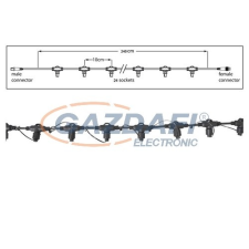 Tronix 010-108 fő kábel fényfüggönyhöz, 24 szálas, 240 cm, fekete, IP44 világítás