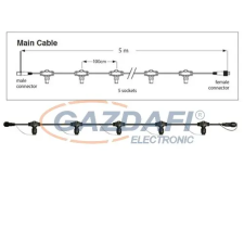 Tronix 010-115 fő kábel fényfüggönyhöz, 5 szálas, 500 cm, fekete, IP44 világítás
