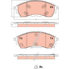 TRW fékbetétkészlet, tárcsafék TRW GDB2550 autóalkatrész