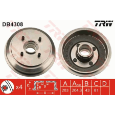TRW Fékdob TRW DB4308 fékdob