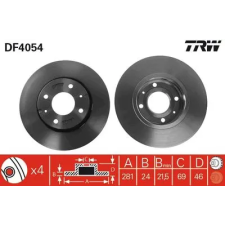 TRW féktárcsa DF4054 autóalkatrész