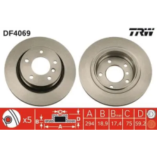 TRW féktárcsa DF4069 autóalkatrész