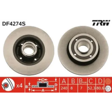 TRW féktárcsa DF4274S autóalkatrész