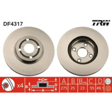 TRW féktárcsa DF4317 autóalkatrész