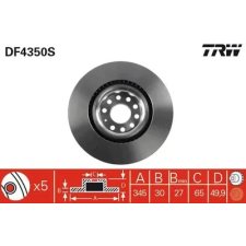 TRW féktárcsa DF4350S autóalkatrész