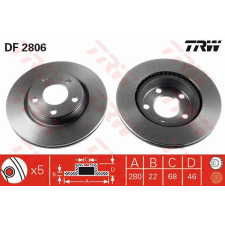 TRW Féktárcsa TRW DF2806 féktárcsa