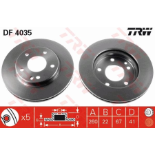 TRW Féktárcsa TRW DF4035 féktárcsa