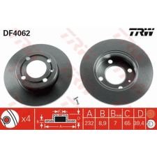 TRW Féktárcsa TRW DF4062 féktárcsa