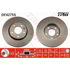 TRW Féktárcsa TRW DF4275S féktárcsa