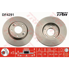 TRW Féktárcsa TRW DF4291 féktárcsa
