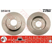 TRW Féktárcsa TRW DF4419 féktárcsa