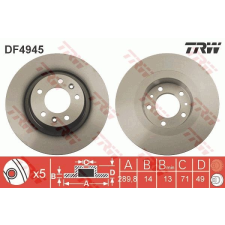 TRW Féktárcsa TRW DF4945 féktárcsa