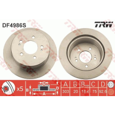 TRW Féktárcsa TRW DF4986S féktárcsa