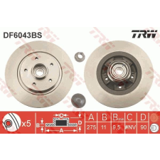 TRW Féktárcsa TRW DF6043BS féktárcsa