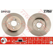 TRW Féktárcsa TRW DF6122 féktárcsa