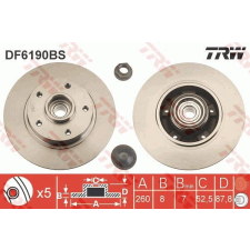 TRW Féktárcsa TRW DF6190BS féktárcsa