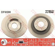 TRW Féktárcsa TRW DF6598 féktárcsa