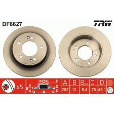 TRW Féktárcsa TRW DF6627 féktárcsa
