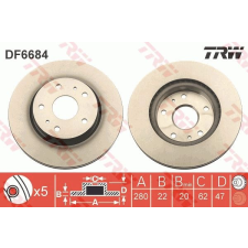 TRW Féktárcsa TRW DF6684 féktárcsa