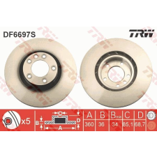 TRW Féktárcsa TRW DF6697S féktárcsa