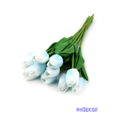 Tulipán gumis 10 szálas real touch köteg 33cm - Halvány Kék dekorációs kellék