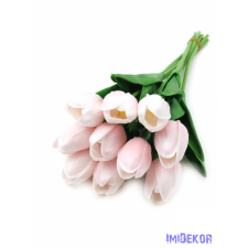 Tulipán gumis 10 szálas real touch köteg 33cm - Halvány Rózsaszín dekorációs kellék