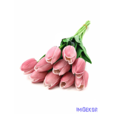 Tulipán gumis 10 szálas real touch köteg 33cm - Világos Mályva dekoráció