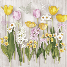Tulipán Spring Flowers szalvéta 20 db-os 33x33 cm party kellék
