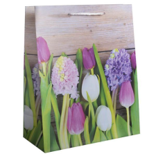 Tulipános - Jácint virágos ajándéktasak - 32x26 cm ajándéktasak