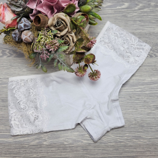 Turbó Csipkés szélű női short-francia alsó S, Fehér