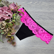 Turbó Csipkés tanga fekete-pink M