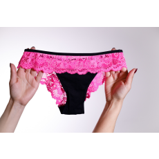 Turbó -Linda csipkés FÉLTANGA PINK-FEKETE színben S