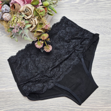 Turbó Magas derekú női alsó széles csipke díszítéssel XL, Fekete női alsó