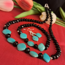  Türkinit és kristály 3 részes szett /555/ ékszer szett