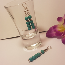  Türkinit  fülbevaló és medál 6 mm-es ékszer szett