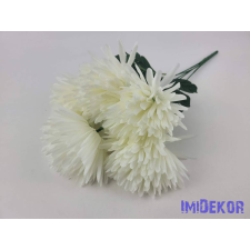  Tűszirmú krizantém 5 ágú selyem csokor 45cm - Krém dekorációs kellék