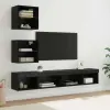  TV Fali Egységek LED-del 5 pcs Fekete tölgy 100 x 30 x 30 cm Faanyag