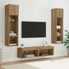  TV faliszekrény LED -es lámpákkal 6 pcs Artisan tölgy Faanyag bútor